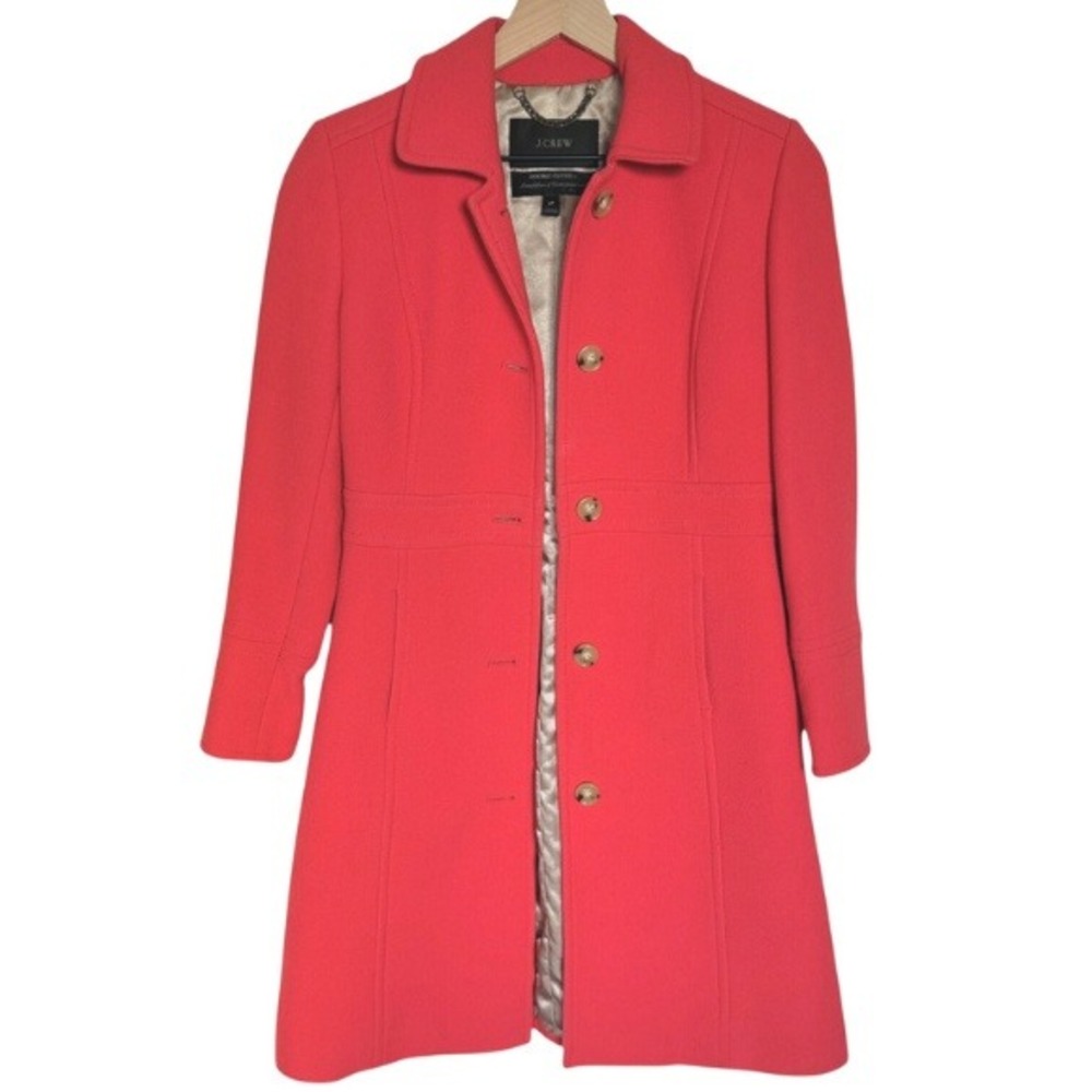 J Crew Classic Lady Day Coat Italian Wool Thinsulate Petite 2 Retail $398 - Picture 2 of 10